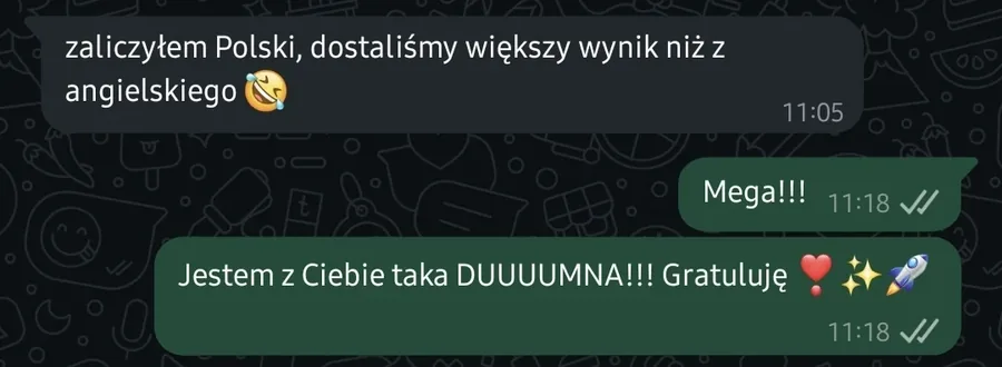 Screenshot of the original WhatsApp message and the two replies it got back.