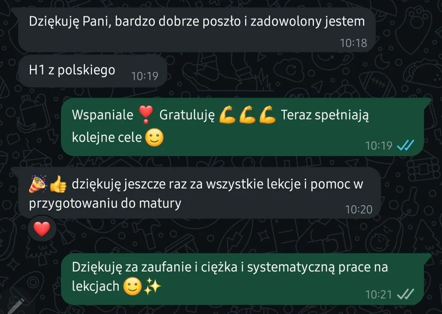 Screenshot of the original WhatsApp conversation on results morning.