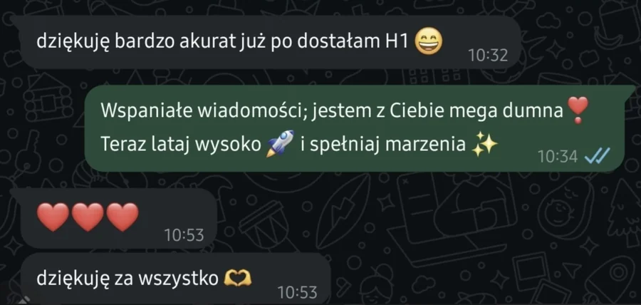 Screenshot of the original WhatsApp message sent minutes after results were released.