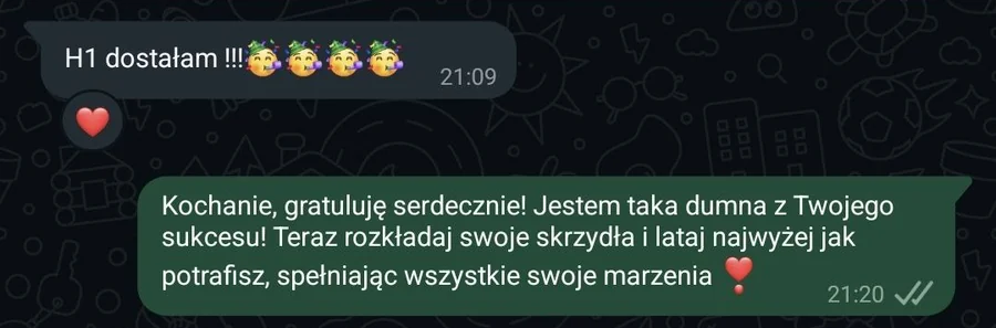 Screenshot of the original WhatsApp message and the reply it got back.